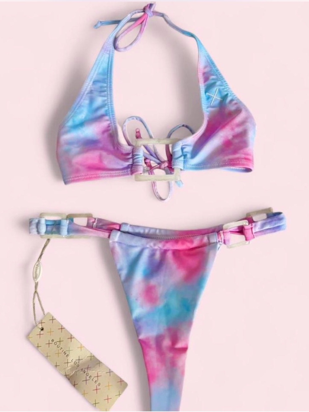 Boutine LA Pastel Tie-Dye Pink Blue Purple Bikini Set